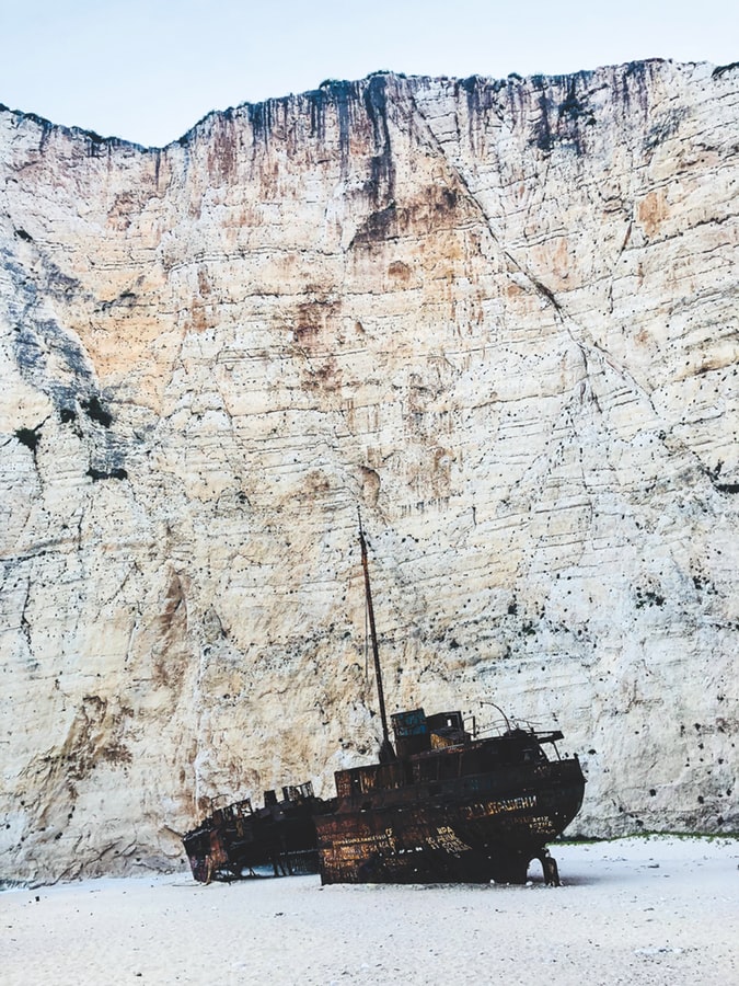 zakynthos, islands in greece, the shipwreck on the beach in zakynthos