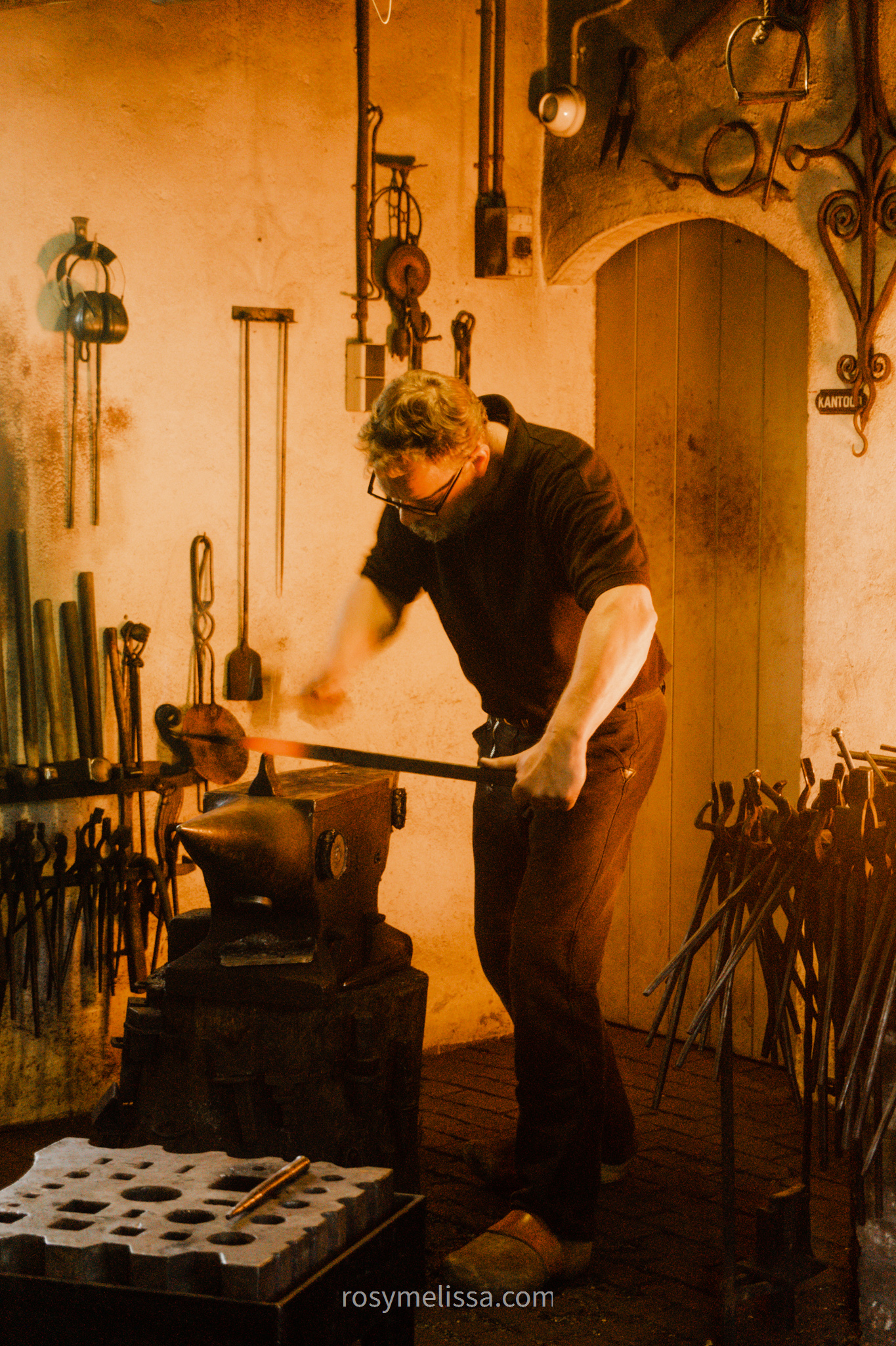 handmade, inside a historic building, creating crafts and art with fire